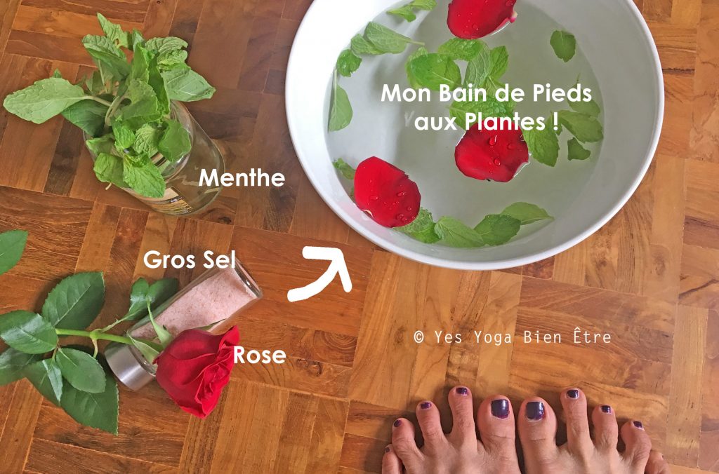 rituel bain de pieds aux plantes menthe rose